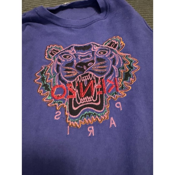 Kenzo Paris Tiger Embroidered Pullover Sweatshirt Black Gold Tiger Red Print XL - Picture 8 of 11